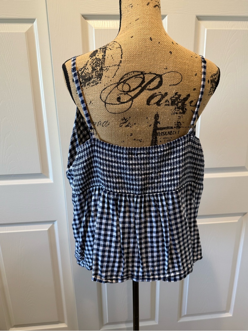 Old Navy Black and White Gingham Cold-Shoulder Camisole - Picture 3 of 5